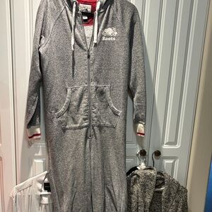 Roots Grey Hooded Zip Onesie with White Logo